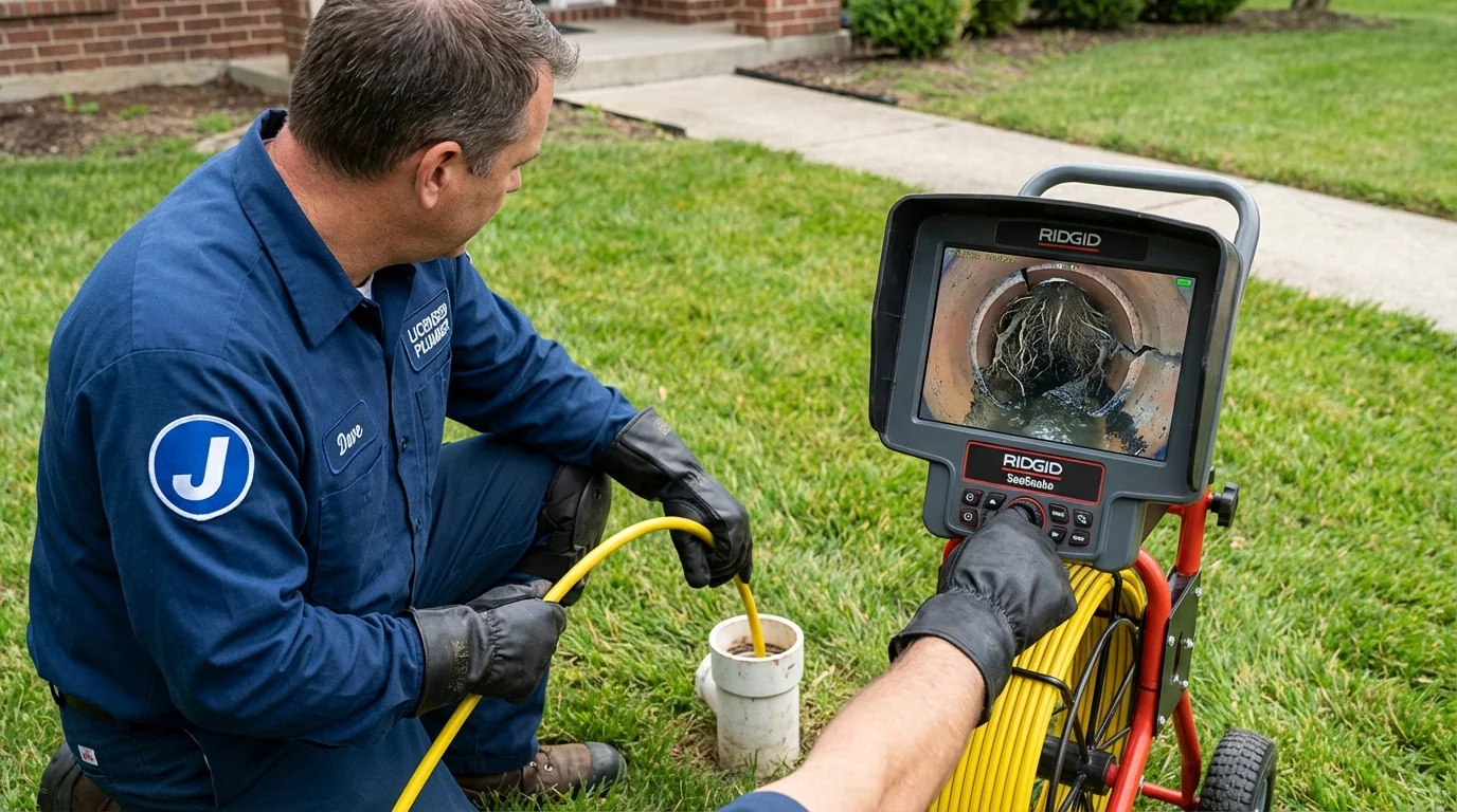 Sewer camera inspection being performed by Johns Plumbing LLC in Newport